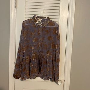 SUNDANCE: Wisteria Silk Baby Doll Blouse